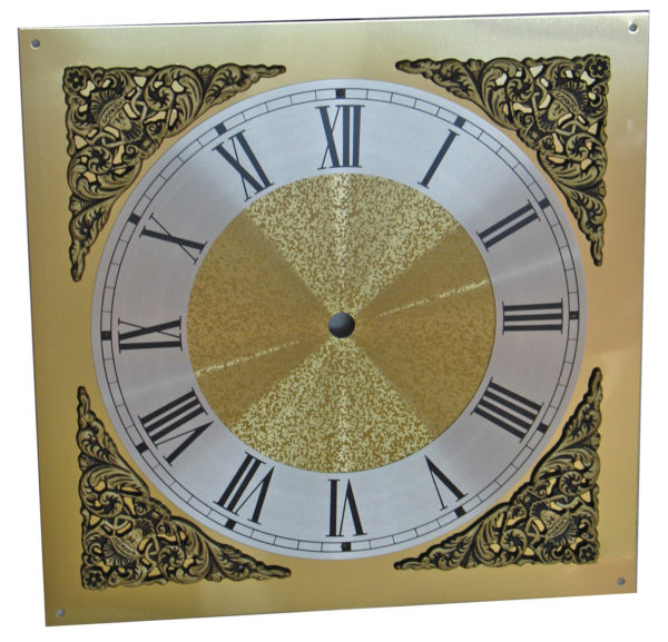 German 9-7-8 Square Brass Clock Dial with Raised Corners-1